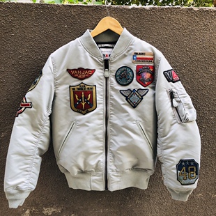 日本单VAN初心飞行服夹克MA1口袋配皮 棉服 军事风3Ｍ亚洲宽松版