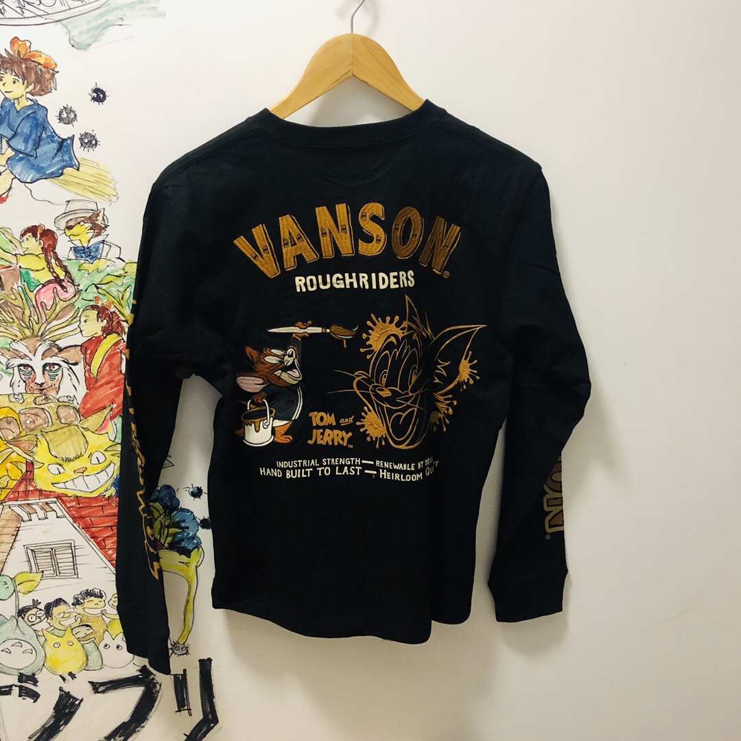 Vanson长袖T恤猫和老鼠 汤姆杰瑞刺绣T恤衫 L码均码 纯棉加厚底