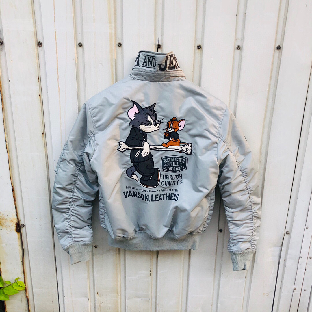 瑕疵福利款 G03猫和老鼠灰色立领飞行夹克刺绣男女同款棒球棉服