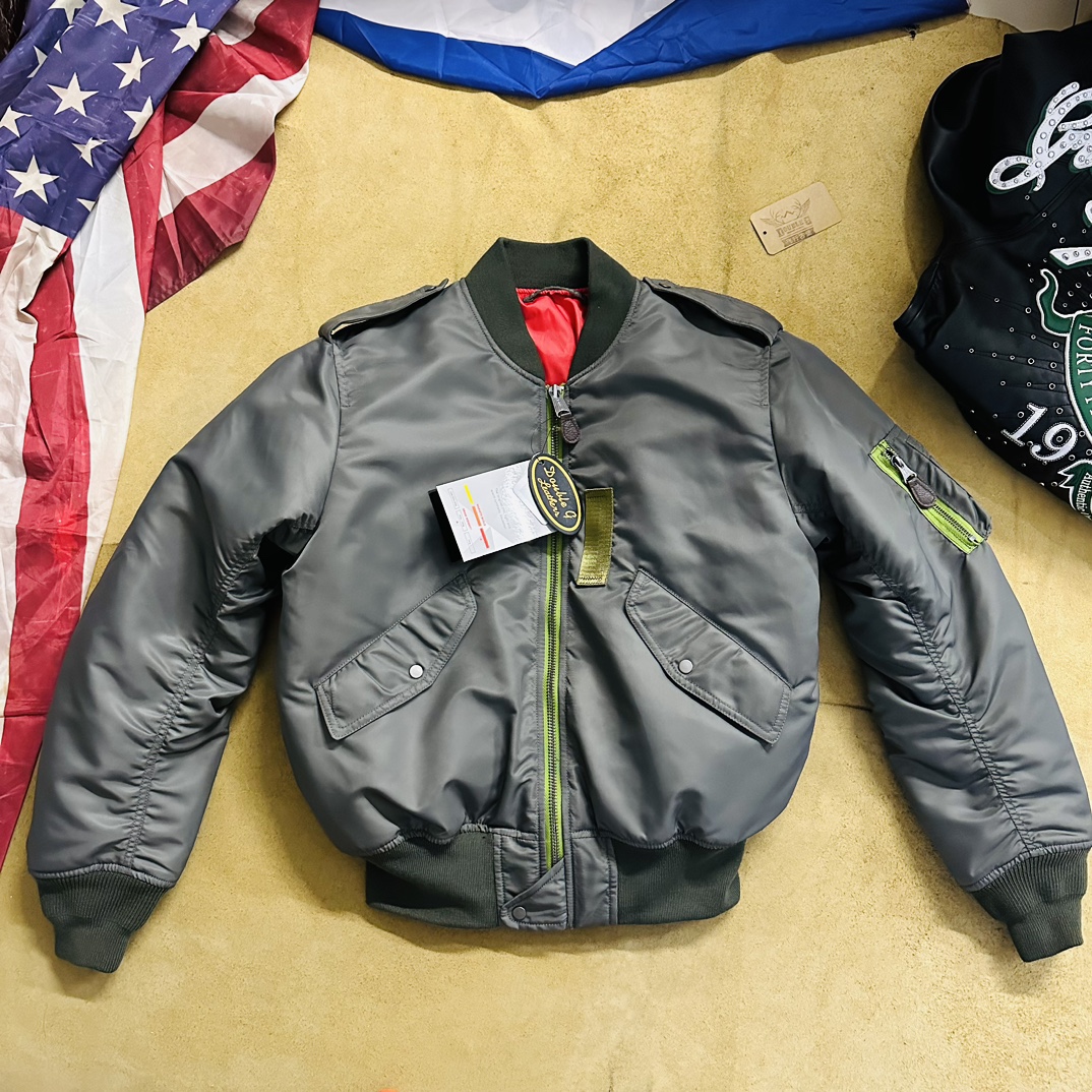 战地绿L2-B空军飞行员夹克新雪丽220克棉服 撞色拉链外套男女同款