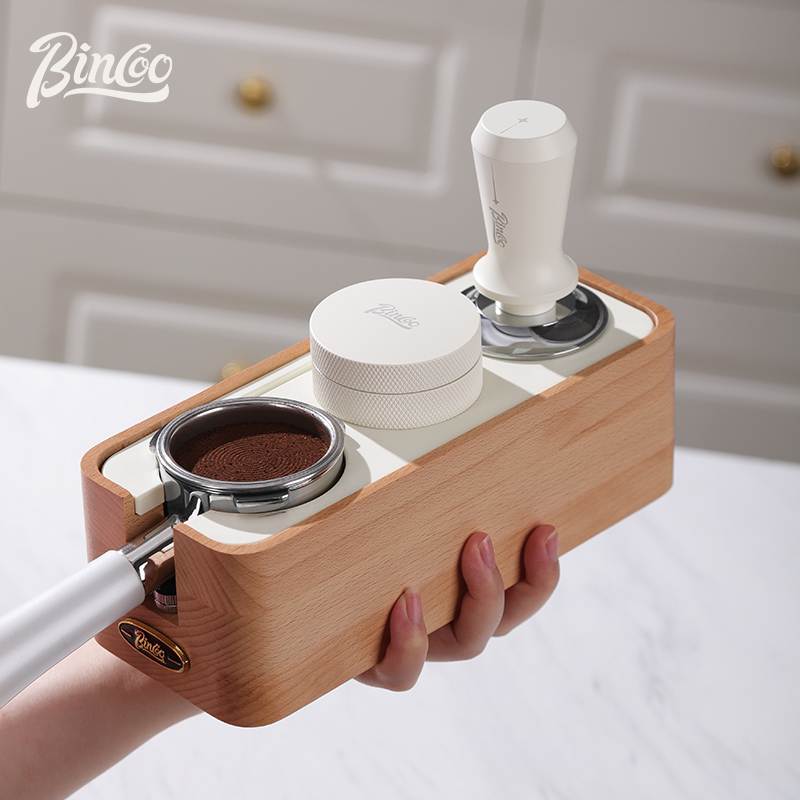 Bincoo咖啡压粉锤布粉器实木底座意式咖啡机配套器具套装51/ 58mm