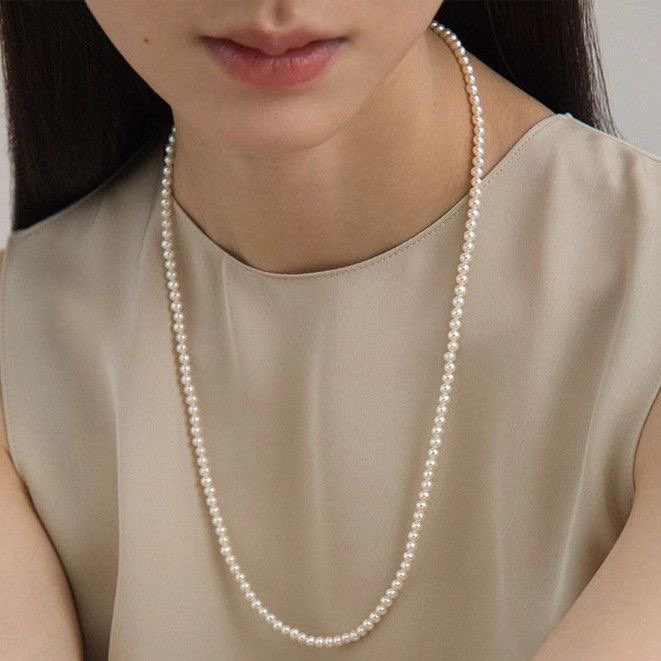 天然淡水无核长款毛衣小珍珠项链