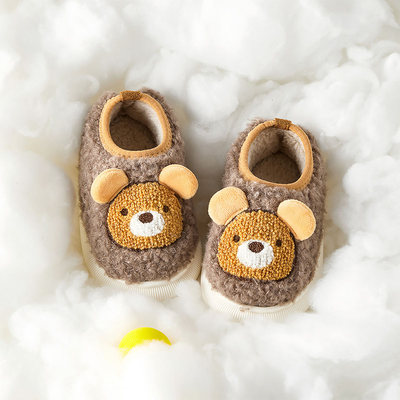 小熊宝宝婴幼儿儿童棉拖鞋冬季