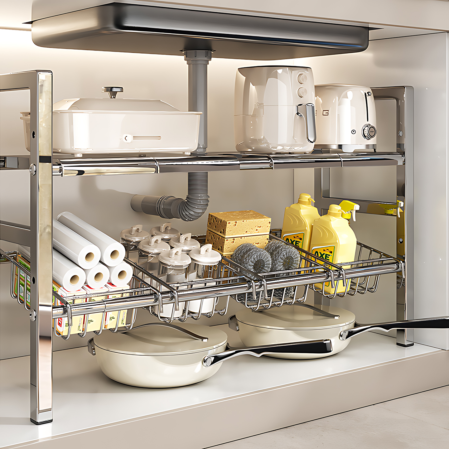 【可伸缩】厨房下水槽置物架