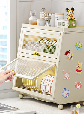 碗柜厨房置物架台面装碗箱多层碗碟盘收纳盒家用分层小型沥水架子