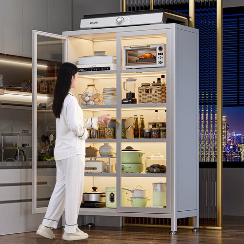 加宽42cm6层钢化玻璃门置物柜子