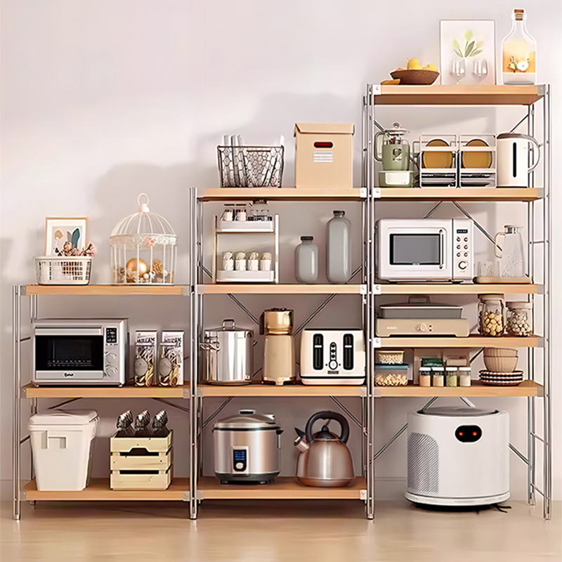 【可调节】加厚层板钢木置物架