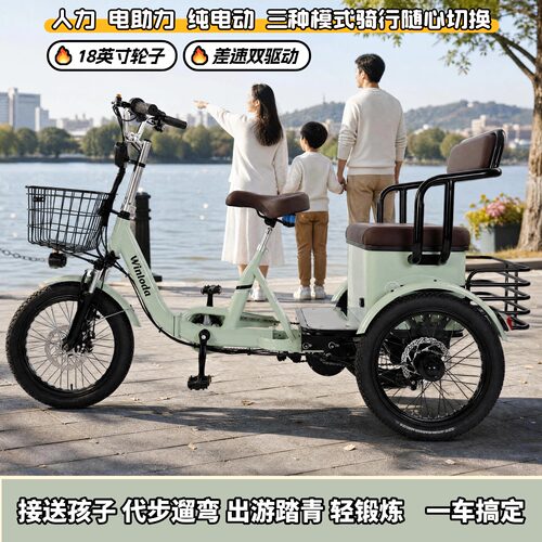 珍莱达双驱差速电助力人力三轮车