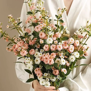 蔷薇玫瑰花仿真花小月季假花花束绢花摆件家居插花婚庆摄影道具装