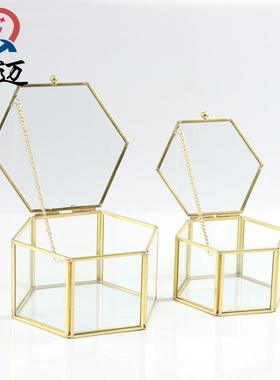 六边形玻璃首饰盒花房首饰盒多肉钻戒花房家居园艺植物花房