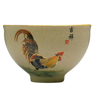 粗陶仿古鸡缸杯品茗杯斗彩鸡公杯喝茶主人杯个人单杯茶杯茶碗茶盏