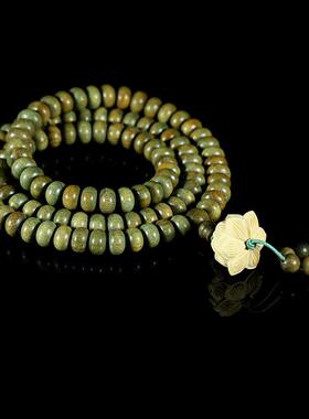 2026绿檀木多圈108颗算盘珠手串阿根廷绿檀diy莲花垫片珠供应