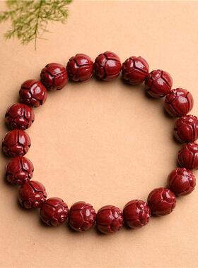 2026原矿朱砂紫砂六字真言手链 莲花手串紫沙回纹珠手链