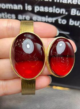 2025南红玛瑙时尚手镯红色高级宽版戒指手环简约女款波兰欧洲设计