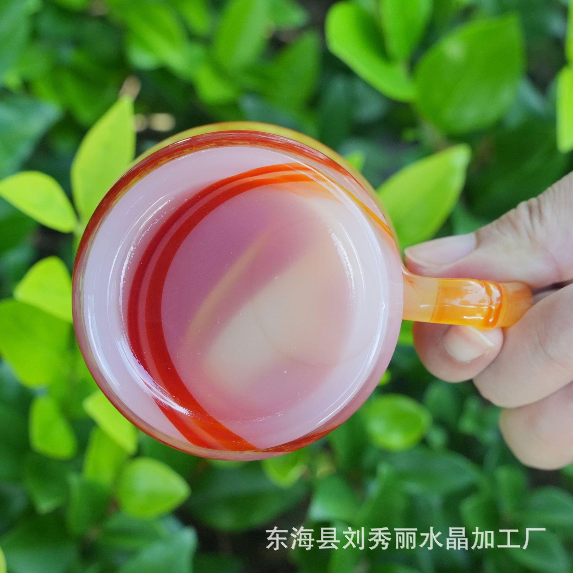 2026跨境热销琉璃红玛瑙茶杯品茗杯工厂直销养生杯玉石主人杯竹节