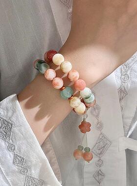 2026天然菩提手串学生盘玩花皮双圈手持女生盘玩饰品文玩佛珠念珠