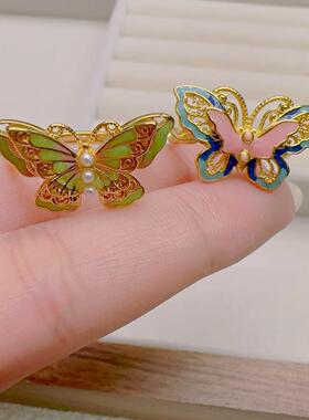 2026珐琅珍珠蝴蝶戒指女在逃公主梦幻新中式轻奢百搭高级仙境厂家