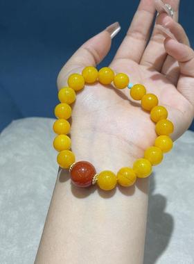 2026黄玛瑙搭配红玛瑙隔珠手串新中式转运珠黄色手链男女款