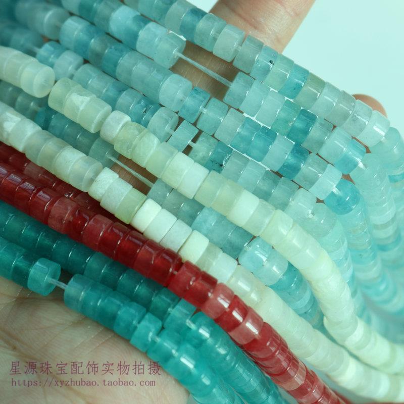 2025天然岫玉6*3隔片海蓝宝圆片天河石红玉髓垫片隔珠diy手工项链