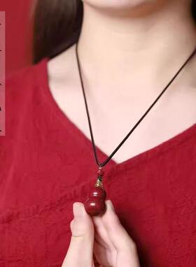 2026朱砂葫芦吊坠空瓶可开装紫金砂手机链福禄项链本命年锁骨链