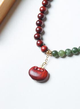 2026赞比亚血檀紫檀6mm双层手串手链如意吊坠手链男女文玩念佛珠