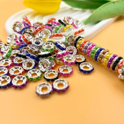 202510mm/0.39in车轮珍珠隔片直孔珠 DIY垫片串珠笔隔片车挂手机
