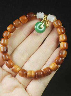 2026柏木陈化高油老型珠手串手链翠绿平安扣款 女森系佛珠念珠