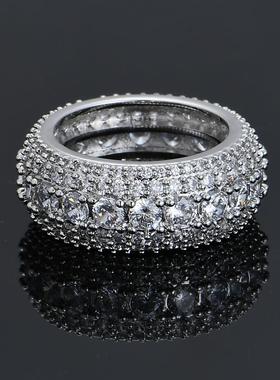 2025欧美嘻哈戒指 爆款五排满锆男士戒指 速卖通爆款圆环戒指