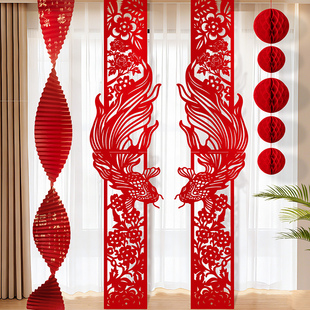 2026马年新年福字长条拉花折扇挂饰春节过年味氛围装饰品挂件布置