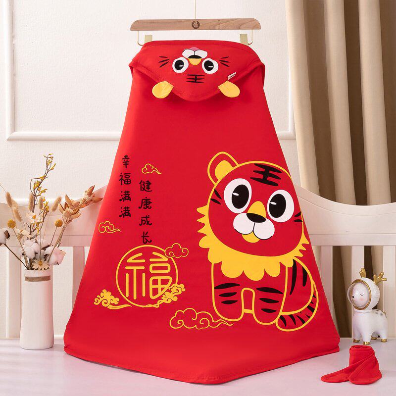 虎宝宝包被婴儿初生虎年冬天加绒出门小宝宝毛毯刚出生三个月洗澡