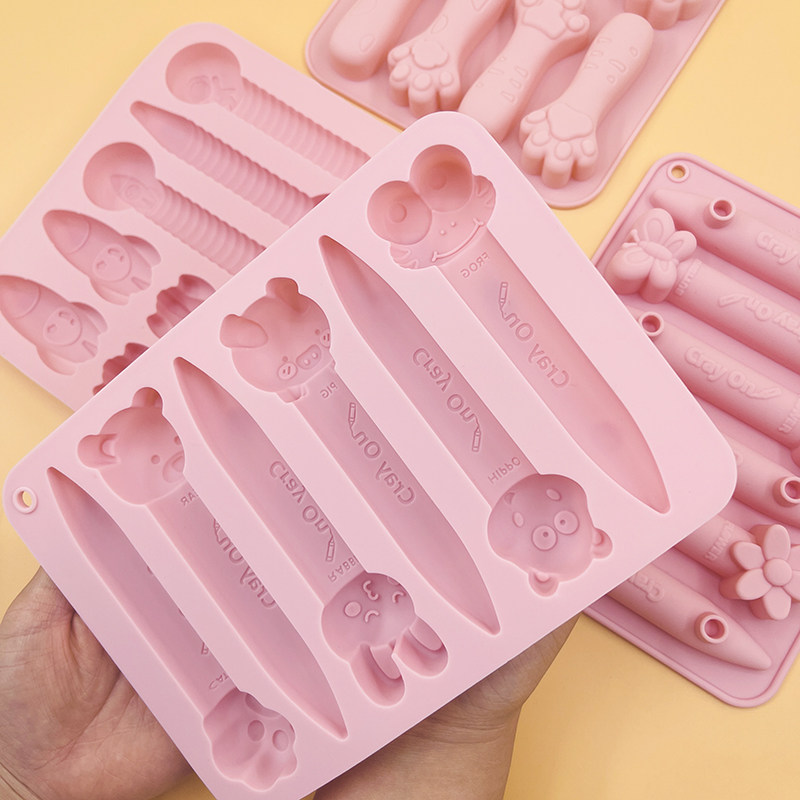 6连卡通动物巧克力棍模具胡萝卜兔子食品级宝宝蒸糕diy制作工具