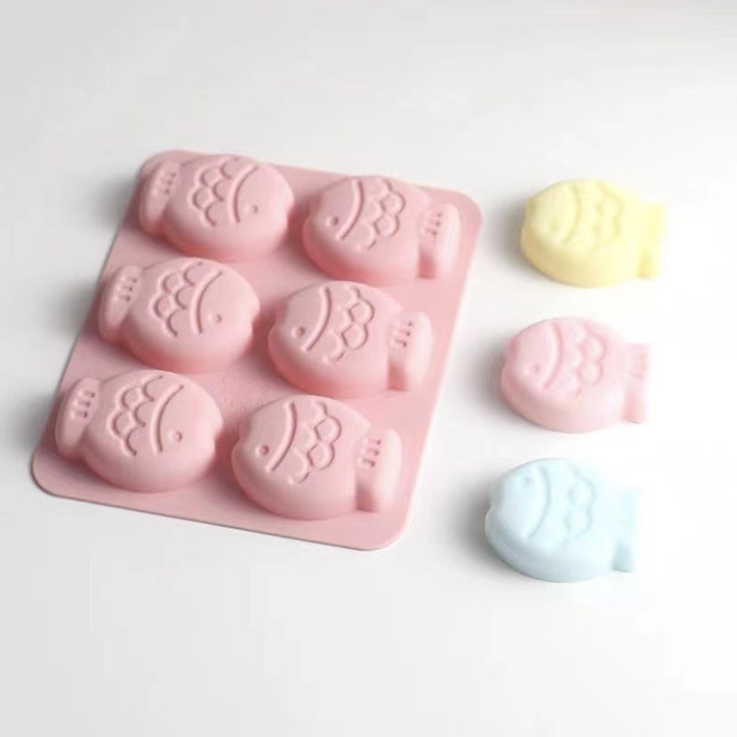 6连小鱼巧克力硅胶模具钵仔糕