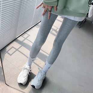 灰色紧身打底裤女外穿2025春秋秋冬弹力棉裤螺纹黑色秋裤内穿秋季