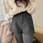 毛呢短裤 小个子外穿显瘦休闲a字包臀热裤 女秋冬新款 加厚辣妹靴裤