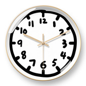 自动对时电波钟卡通简约挂钟涂鸦手绘钟表儿童房卧室时钟可爱创意