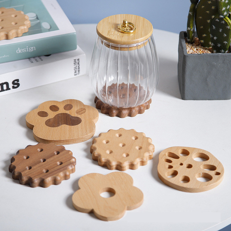 木质饼干造型隔热垫创意防烫垫餐桌装饰垫家用收纳垫家用木质摆件