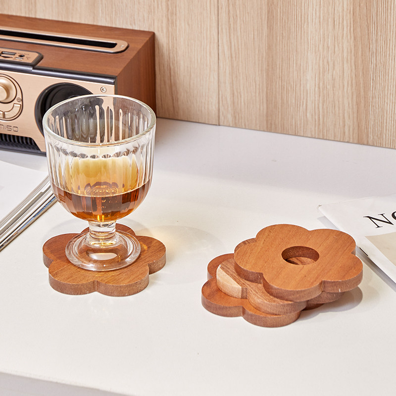 木质花朵造型隔热杯垫高颜值