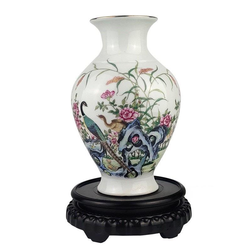 景德镇仿古描金粉彩牡丹花鸟赏瓶家居陶瓷器工艺品装饰摆件可制定