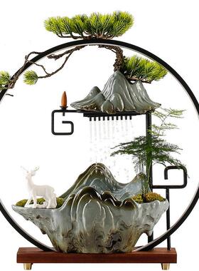 流水开业假山加湿器新中式喷泉送礼招财客厅公室创意禅意摆件