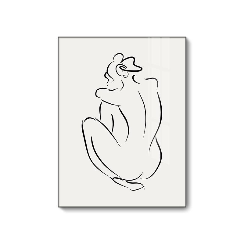 人物线条简约装饰画定制挂画客厅高级感抽象艺术酒店高级壁画定做