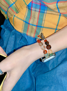 玛瑙转运串珠手链女款适用iwatch10苹果表带applewatch9876SE小众