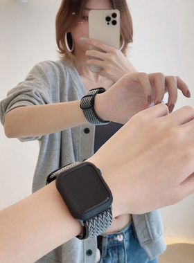 新款彩虹编织iwatch10适用苹果手表带applewatch987654SE男女44mm