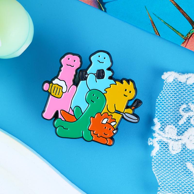 JOGUMAN小恐龙金属徽章包挂件DIY