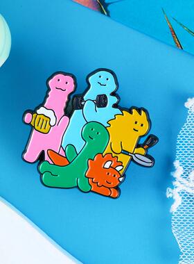 JOGUMAN小恐龙周边金属徽章包包挂件摆件立牌文具礼物连我朋友DIY