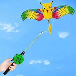 Pikachu Kite With Handle Line Children Kite Flying Toy Easy