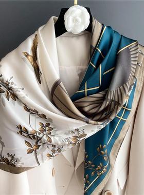 Floral Silk Scarf Shalw Women Wraps Foulard Female Bandana