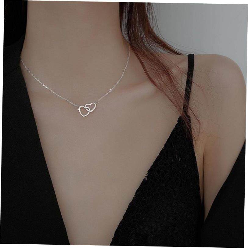 Love double ring necklace female clavicle chain womens