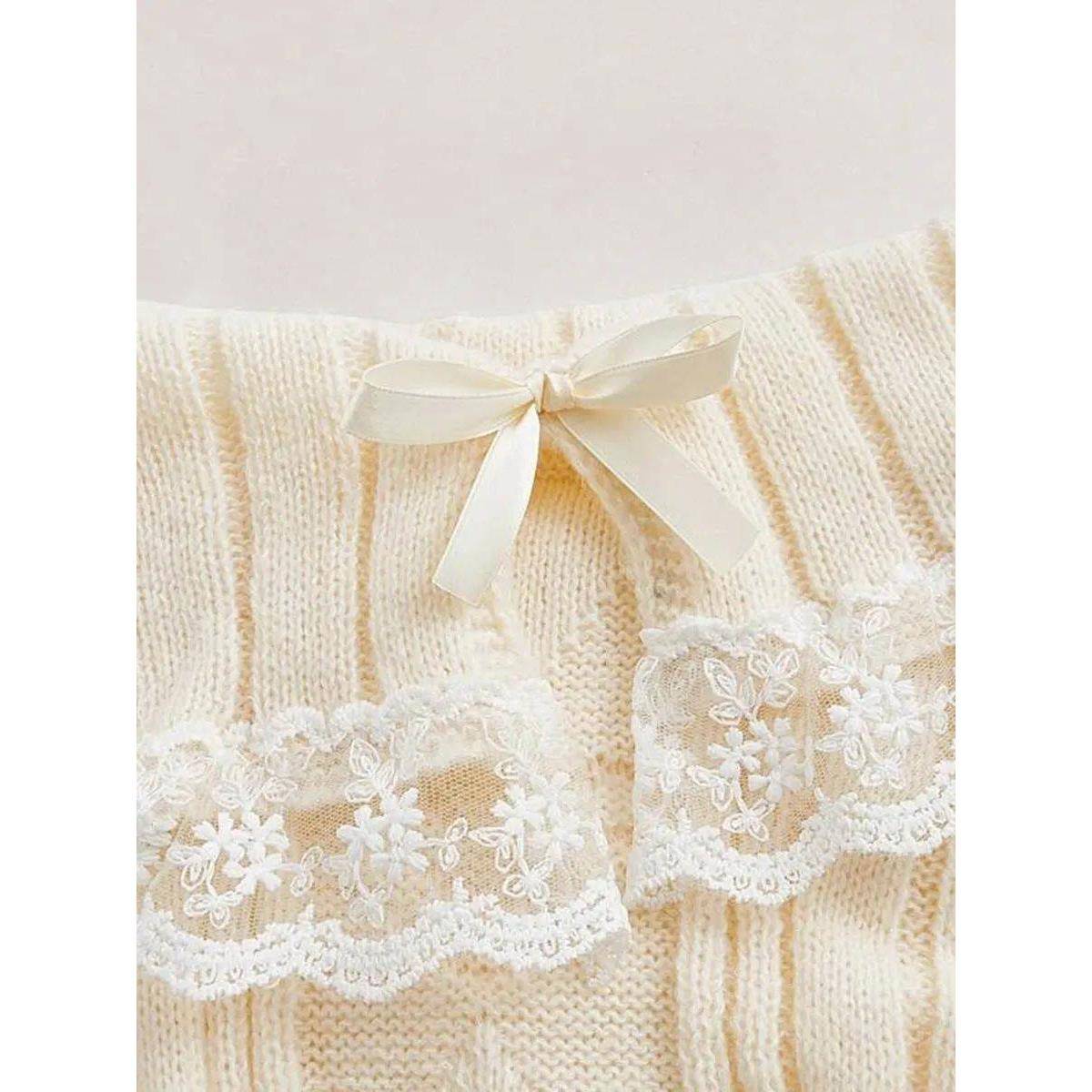 Women's Cold Shoulder Sweaters Long Sleeve Contrast Lace