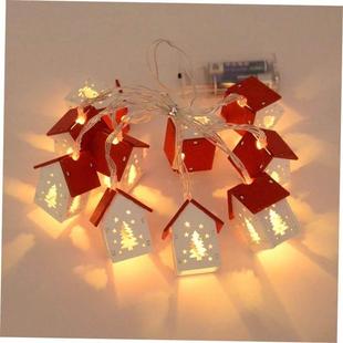 LED String Light Christmas Tree House Xmas Hanging Wooden
