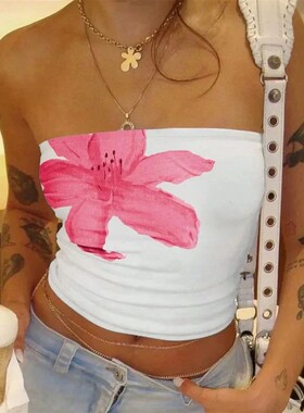 Women's Floral Printed Tube Top Summer Sexy Off the Shoulder